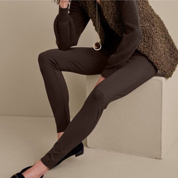 Soft Surroundings Pull On Slim Soft Essential Ponte Tights In Brown Size M - Picture 1 of 9